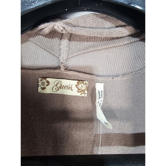 Guess Jeans Sweater Women's Cardigan Tunic S Cotton Beige Pockets Palm Bark NWT - Picture 6 of 7